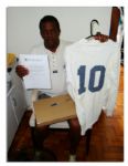 Pele Original 1960's Santos Jersey -- Worn by the Top Scorer in Soccer Named ''Athlete of the Century'' -- With COA from Brazil World Cup Teammate & Winner, Marco Antonio