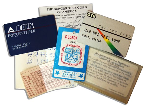 Television Legend Milton ''Uncle Miltie'' Berle Personal Wallet -- Contains His Ticket to the 1968 Democratic Convention, Photo of a Lady & Other Items
