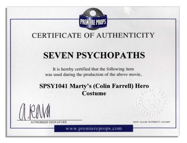 Colin Farrell Screen-Worn Hero Wardrobe From 2012 Comedy ''Seven Psychopaths''