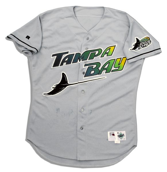 Wade Boggs Signed Game-Used Devil Rays Away Jersey -- From His 3,000 Hit Season -- With an LOA From Boggs