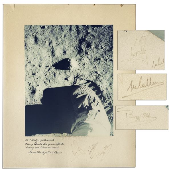 Apollo 11 Large Photo Display Signed by Neil Armstrong, Michael Collins & Buzz Aldrin