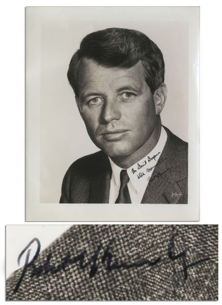 Robert Kennedy Signed Photo -- Stark Portrait Measuring 8'' x 10''