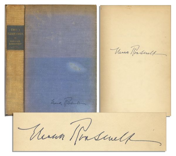 Eleanor Roosevelt Signed First Edition of Her Memoir