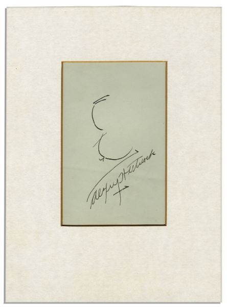 Alfred Hitchcock Signed Sketch of His Famous Profile