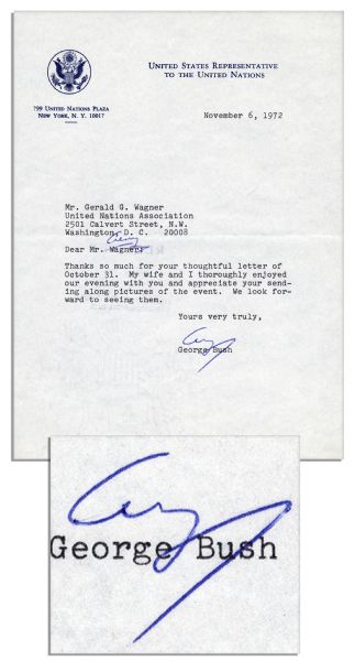 George H.W. Bush Typed Letter Signed as a UN Representative