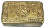 Elegant Gold Cigarette Tin Gifted By Princess Mary at Christmas 1914 -- With Her Christmas Card & Photo