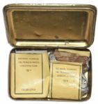 Elegant Gold Cigarette Tin Gifted By Princess Mary at Christmas 1914 -- With Her Christmas Card & Photo