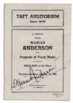 Legendary Vocalist Marian Anderson Program Signed