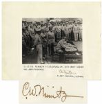 Admiral Nimitz 14 x 11 Signed Photo of the Japanese Surrender -- Near Fine