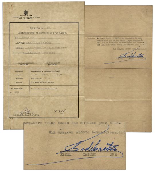 Fidel Castro Document Signed as President of Cuba