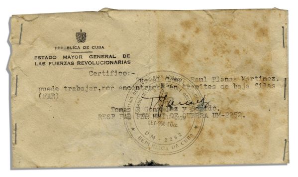 Fidel Castro Document Signed as President of Cuba