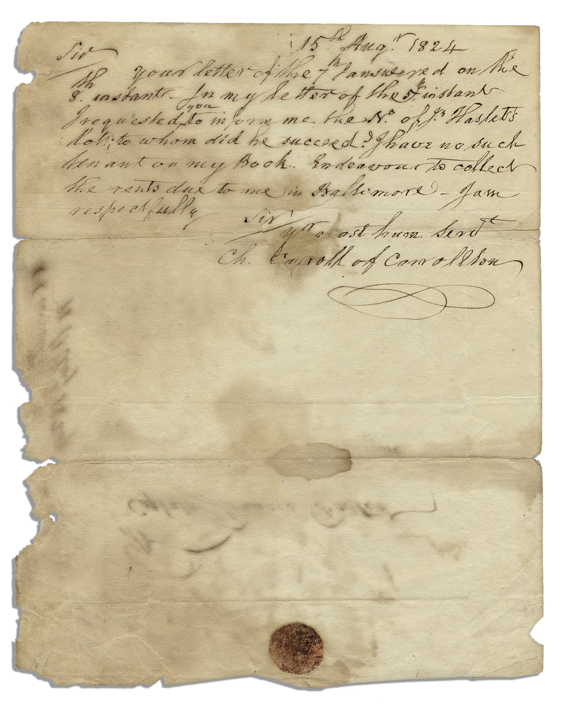 Lot Detail - Declaration of Independence Signer, Charles Carroll III ...