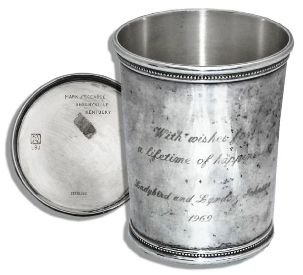 Sterling Silver Julep Cup Gifted & Inscribed by President Lyndon B. Johnson & Lady Bird in 1969
