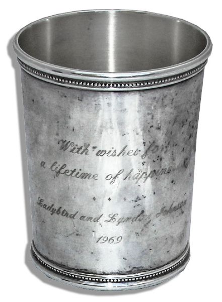Sterling Silver Julep Cup Gifted & Inscribed by President Lyndon B. Johnson & Lady Bird in 1969