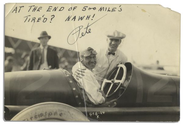 Winner of the 1925 Indianapolis 500, Peter DePaolo Lot of Two Signed Photos