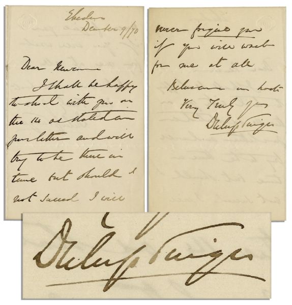 Maharaja Duleep Singh Autograph Letter Signed -- ''...I shall be happy to shoot with you on the 14...''