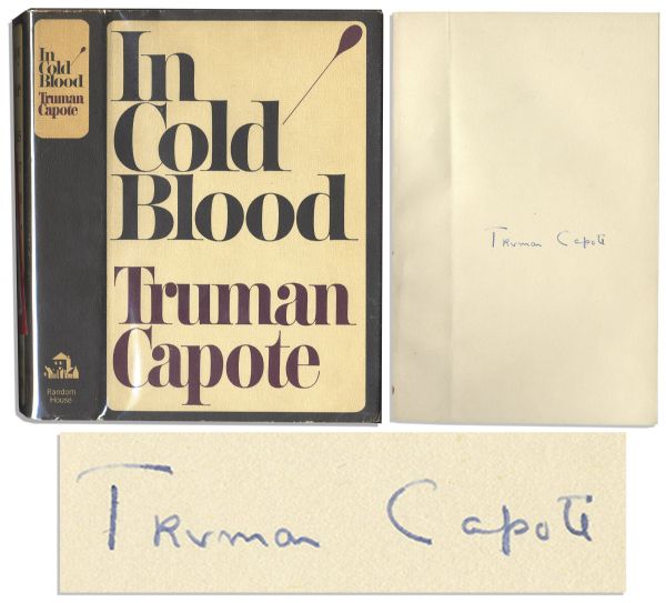Truman Capote's True Crime Masterpiece ''In Cold Blood'' Signed First Edition, First Printing