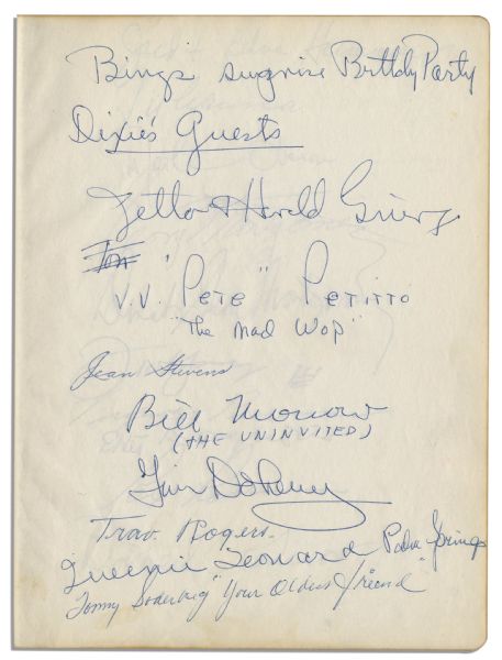 Bing Crosby Autograph Album Custom Made by His Friends for His 48th Birthday -- Signed by Merle Oberon, Dinah Shore, Jack Benny, Gracie Allen, George Burns, Dean Martin & Ethel Barrymore
