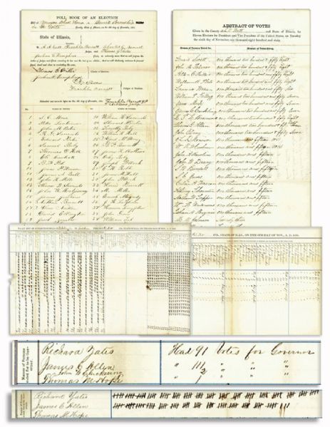 Illinois Voting Poll Book From the 1860 Presidential Election -- In Which Illinois' Home Son, Abraham Lincoln Famously Beat Stephen Douglas in the Election That Ignited the Civil War
