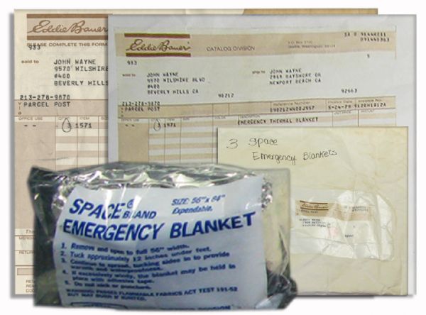 John Wayne Emergency Thermal Blanket -- Sent to the Actor's Home While He Was Battling Cancer 