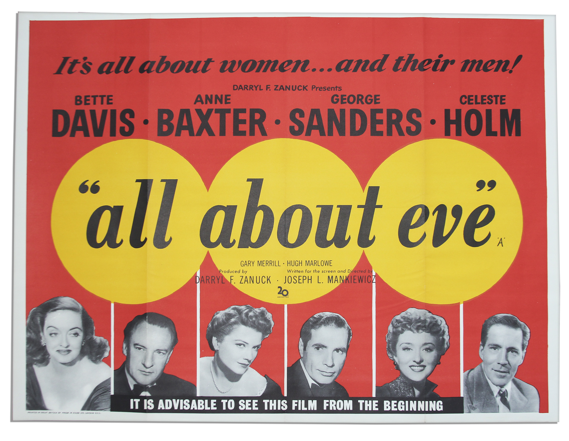 Lot Detail All About Eve British Edition Quad Poster Measures 40 X 30