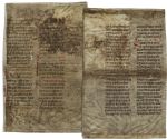 12th Century Vellum Leaf Removed From a German Breviary -- Third Sunday After Easter Printed in Latin in Romanesque Script