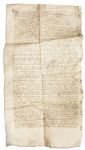 14th Century Medieval French Document -- Exquisite Calligraphy, Measuring 12 x 23.5