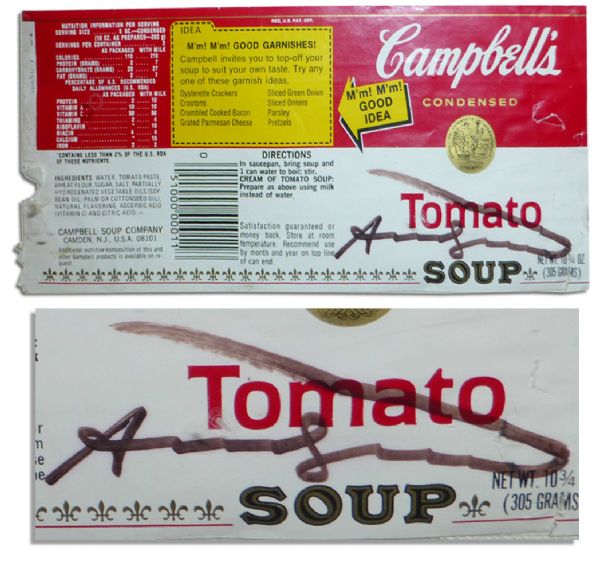 Andy Warhol Signed Iconic Campbell's Soup Label -- With PSA/DNA COA