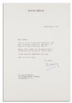 Irving Berlin Original Artwork & Autograph Musical Quotation Signed -- From His Most Famous Song of All Time, ''White Christmas'' -- With an Additional 1973 Typed Letter Signed