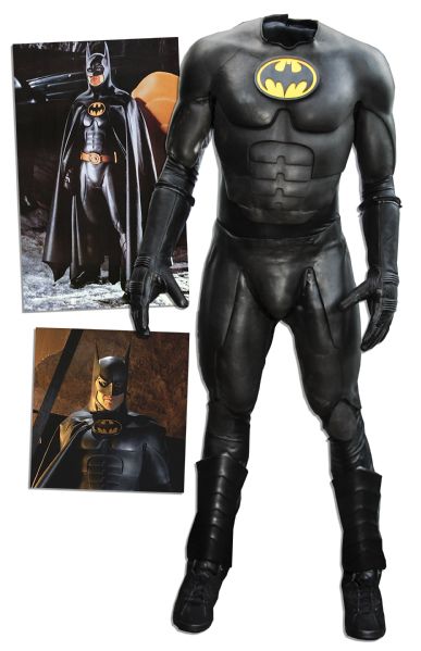 Batsuit Worn in ''Batman Returns'' From 1992 -- With Gloves, Boots & Mannequin Display