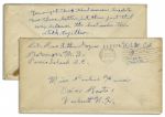 Rene Gagnon Signed Envelope From 1943 While a WWII Marine -- With an Autograph Note on the Back