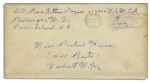Rene Gagnon Signed Envelope From 1943 While a WWII Marine -- With an Autograph Note on the Back