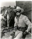 Signed 8 x 10 Photo of Clayton Moore as the Lone Ranger with Silver