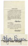 Ventriloquist Edgar Bergen Contract Signed -- 1954 Copyright Agreement 