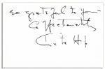 Katharine Hepburn Autograph Note Signed to Her Stylist, ''What an enormous help you are...''