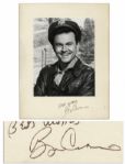 Bob Crane 11 x 14 Photo Signed on the Mat -- Crane Smiles in Costume as Col. Hogan From Hogans Heroes