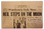 Neil Armstrong's Hometown Newspaper Announcing the Apollo 11 Moonwalk -- Includes Numerous Articles on Apollo 11 Mission & a Photograph of Armstrong's Parents