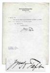 Typed Letter Signed by William Taft on Supreme Court Letterhead, as U.S. Chief Justice