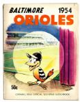 1954 Baltimore Orioles Official 48pp. Softcover Yearbook From the Teams Inaugural Season -- Pages Separated From Staples, Toning & Abrasion to Back Cover -- Good Condition