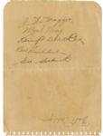 1938 Joe DiMaggio Signature -- Five Other Yankees From Championship Season Also Sign
