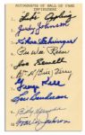Signatures by 10 Hall of Fame Infielders -- Appling, Gehringer, Reese, Johnson, Etc.