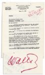 Walter OMalley Autograph Note Signed -- ...Calder Mackay at age 80 continues to be on the ball! 