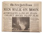 ''The New York Times'' Announces Historic ''Men Walk On Moon'' -- 21 July 1969