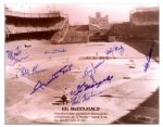10 x 8 Signed Photo of Gil McDougalds 1951 World Series Grand Slam -- With 9 Signatures Including McDougald, Willie Mays, Larry Jansen, Bobby Thomson -- From the Larry Jansen Estate