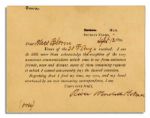 Oliver Wendell Holmes Autograph Note Signed -- ''...It warms my old heart and makes me grateful to you for giving such free and kind expression to your thoughts and feelings...''