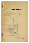 Charles Schulz Hand Drawn Sketch of Snoopy Signed in ''A New Peanuts Book Featuring Snoopy'' -- First Edition of a Very Early ''Peanuts'' Book