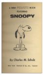 Charles Schulz Hand Drawn Sketch of Snoopy Signed in ''A New Peanuts Book Featuring Snoopy'' -- First Edition of a Very Early ''Peanuts'' Book