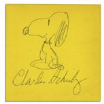 Charles Schulz Hand Drawn Sketch of Snoopy Signed in a First Edition First Printing of ''Security is a Thumb and a Blanket''
