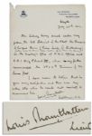 Lord Louis Mountbatten of Burma Autograph Letter Signed
