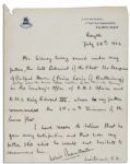Lord Louis Mountbatten of Burma Autograph Letter Signed